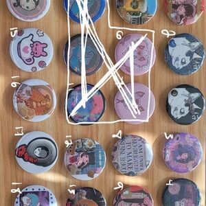 Assorted Anime and Art Button Pins